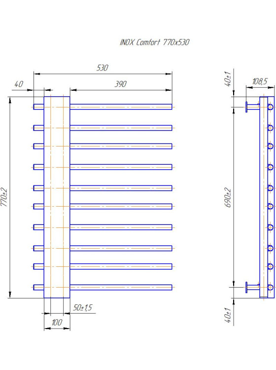 INOX Комфорт 770х530/50
