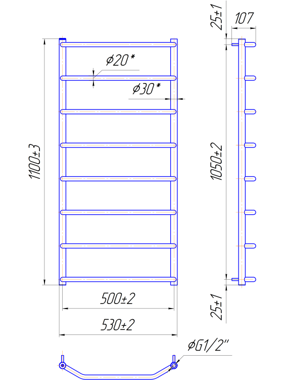 Трапеція HP 1100х530/500