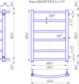INOX Classic 600x450/500 side connection 1/2" 2
